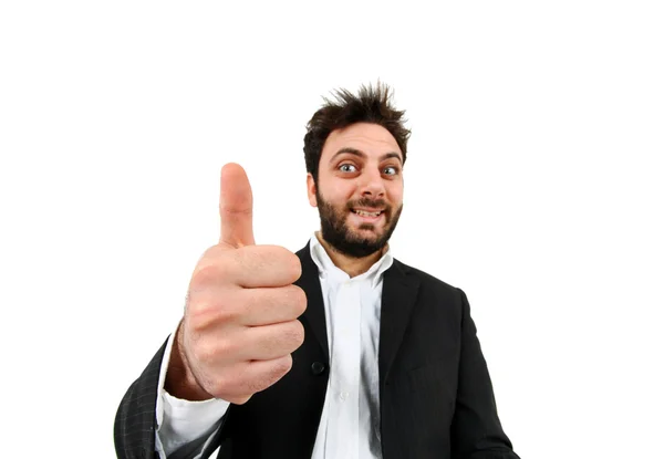 Funny man with thumb up — Stock Photo, Image