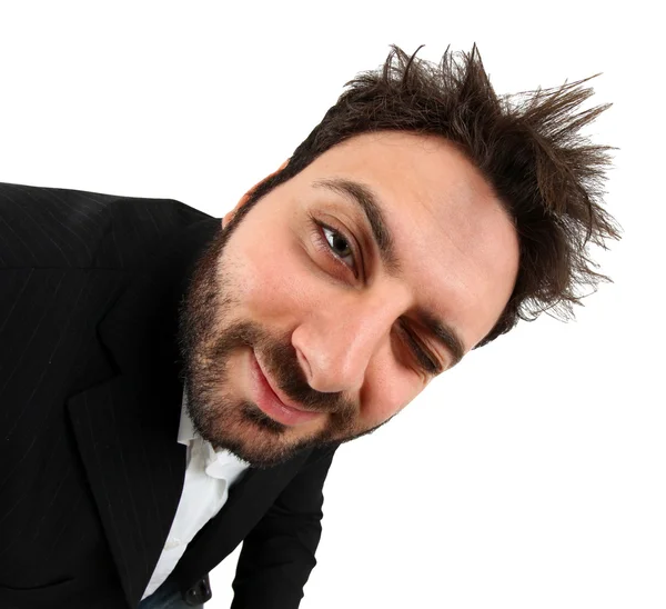 Crazy young businessman facial expression — Stock Photo, Image