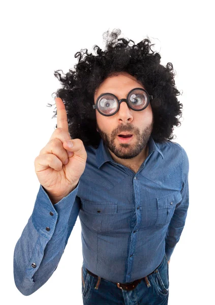 Question of a man with crazy expression — Stock Photo, Image