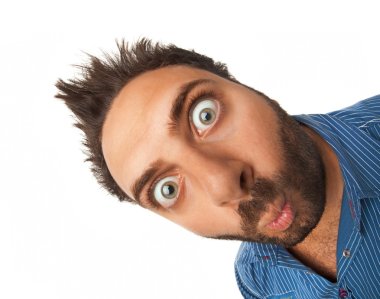 Man with surprised expression clipart