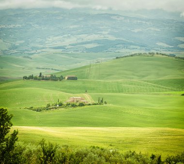 İtalya Tuscan tepelerde tipik peyzaj