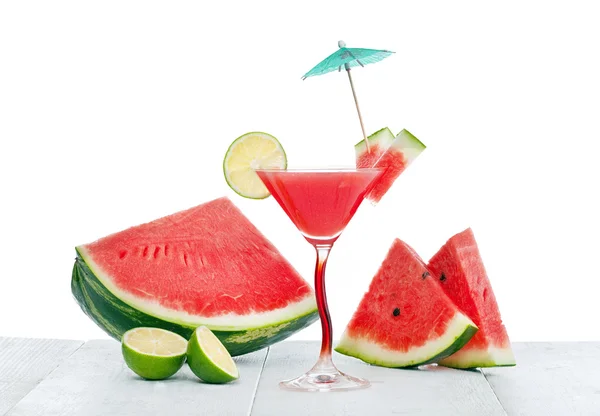 Drink of watermelon juice with lime slices — Stock Photo, Image