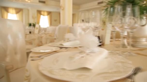Conjunto de mesa para boda — Vídeo de stock