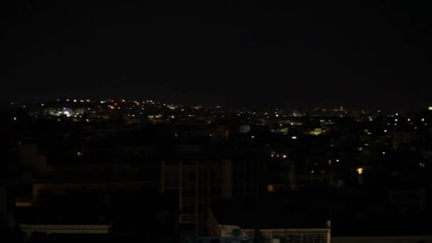 Night view to Acropoli — Stock Video
