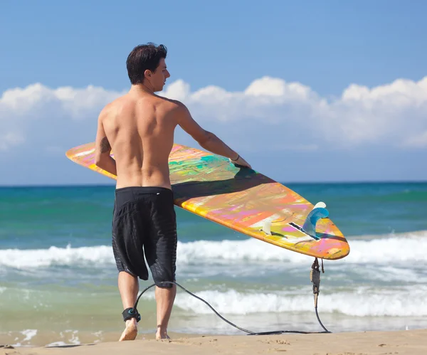 Longboard와 서퍼의 초상화 — 스톡 사진