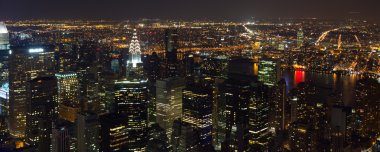 Gece Times Square panorama havadan görünümü