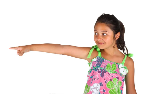 Parmak ile işaret küçük kız — Stok fotoğraf