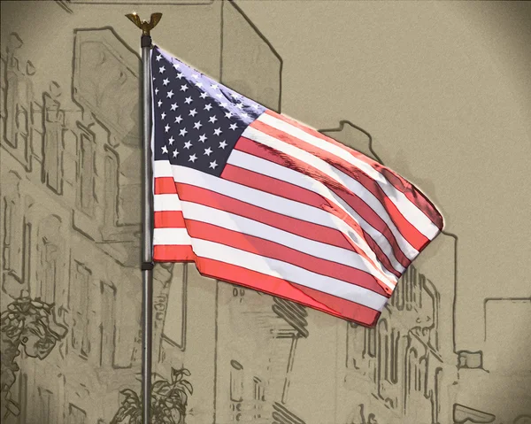 Tekening van Usa vlag — Stockfoto
