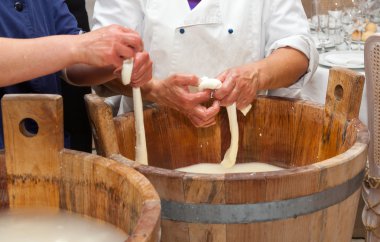 Production handmade craftsmanship of mozzarella clipart