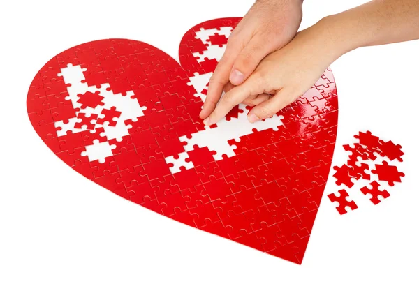 Red heart puzzles — Stock Photo, Image