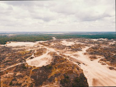 Hollanda 'daki kum tepeciklerinin güzel hava manzarası