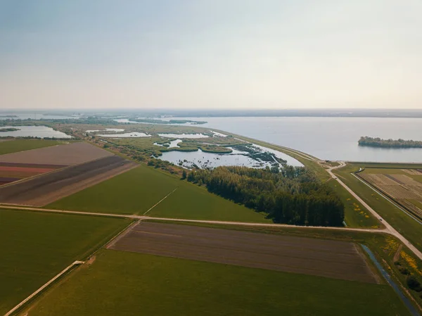 Вид Літака Пляж Плоский Ландшафт Нідерландів — стокове фото