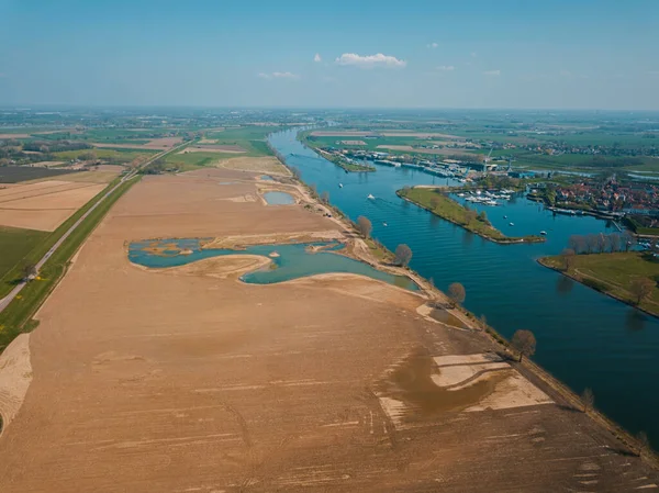 Повітряний Вид Ландшафт Біля Каналу Нідерландах — стокове фото