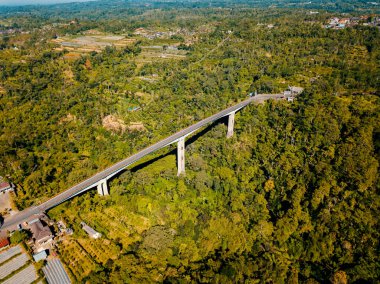 Aerial drone view of the highest bridge in Bali, Indonesia