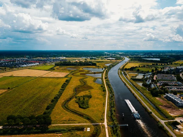 Aerial Drone View Kanaalpark Landscape Netherlands — Stock Photo, Image