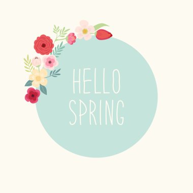 çelenk şirin bahar çiçekleri ile