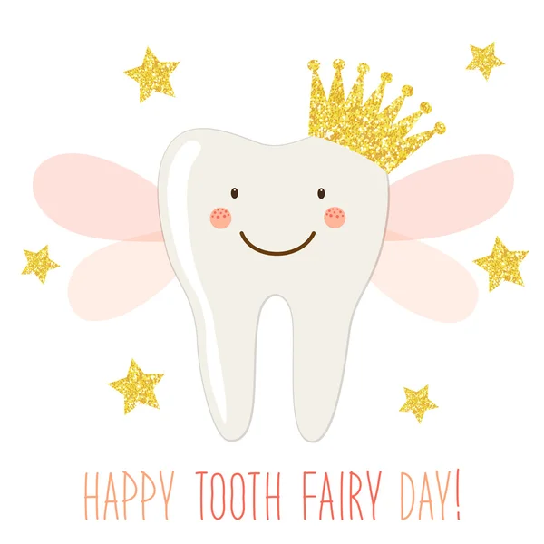 Tarjeta de felicitación para el día del hada de los dientes — Vector de stock