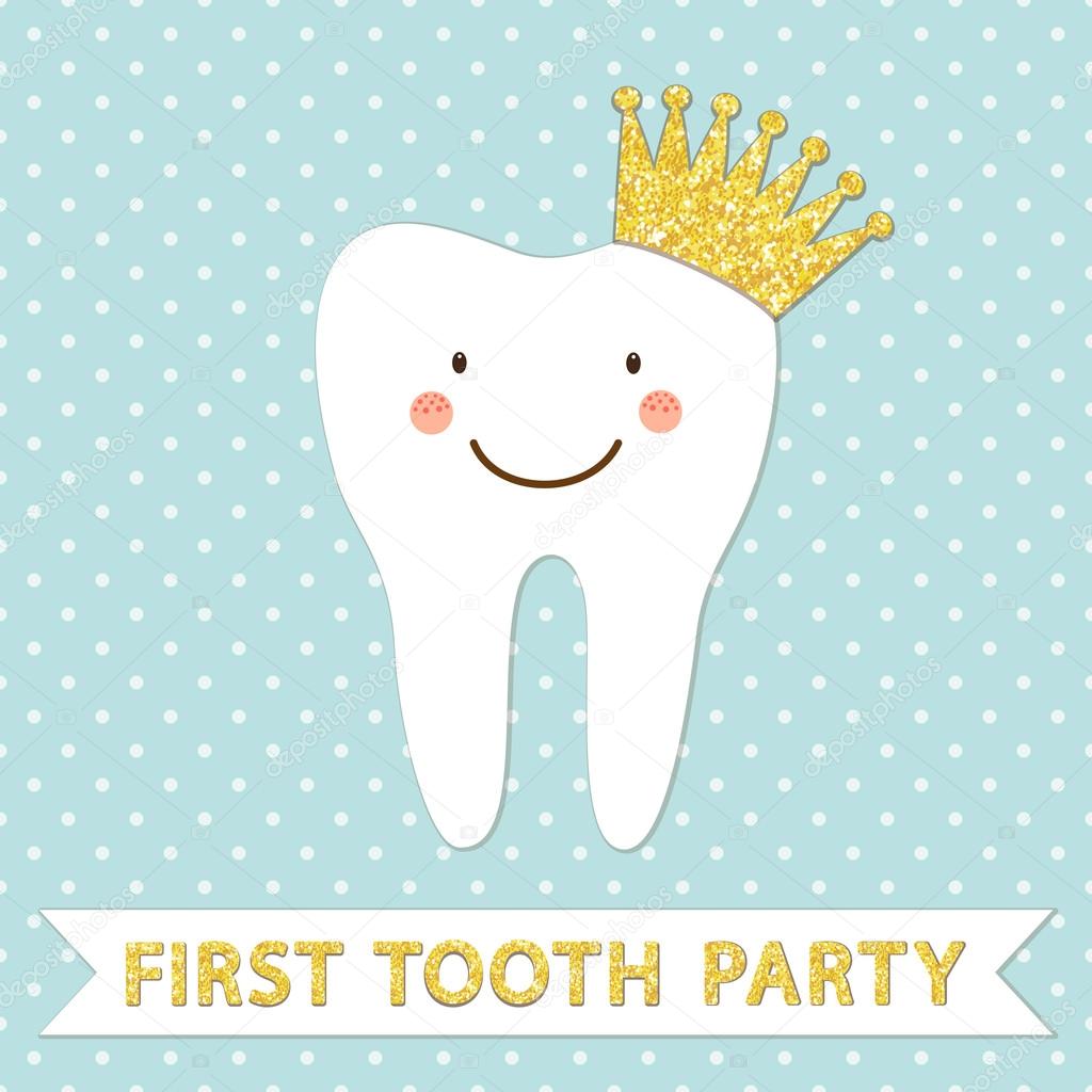 First baby tooth card — Stock Vector 