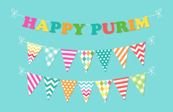 Gelukkig Purim bunting vlaggen — Stockvector