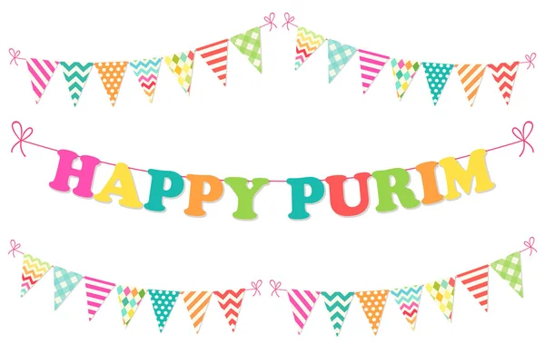 Gelukkig Purim bunting vlaggen — Stockvector