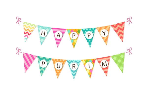 Bandeiras de bunting Happy Purim — Vetor de Stock
