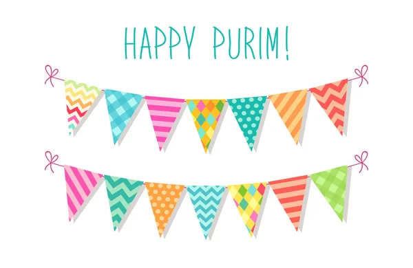 Gelukkig Purim bunting vlaggen — Stockvector