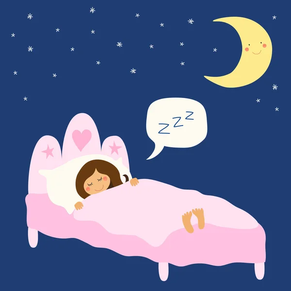 卡通熟睡的女孩 — 图库矢量图片