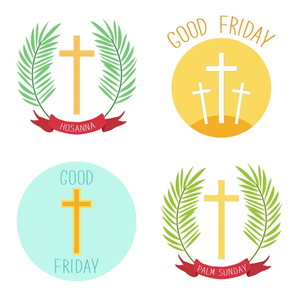 Domingo de Ramos y Viernes Santo iconos — Vector de stock