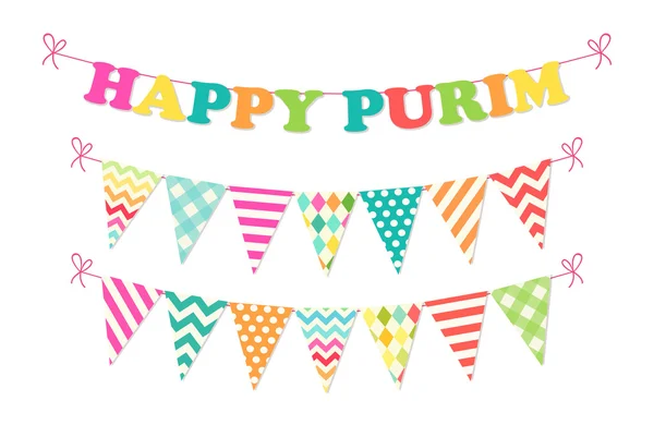 Felice Purim bandiere bunting — Vettoriale Stock