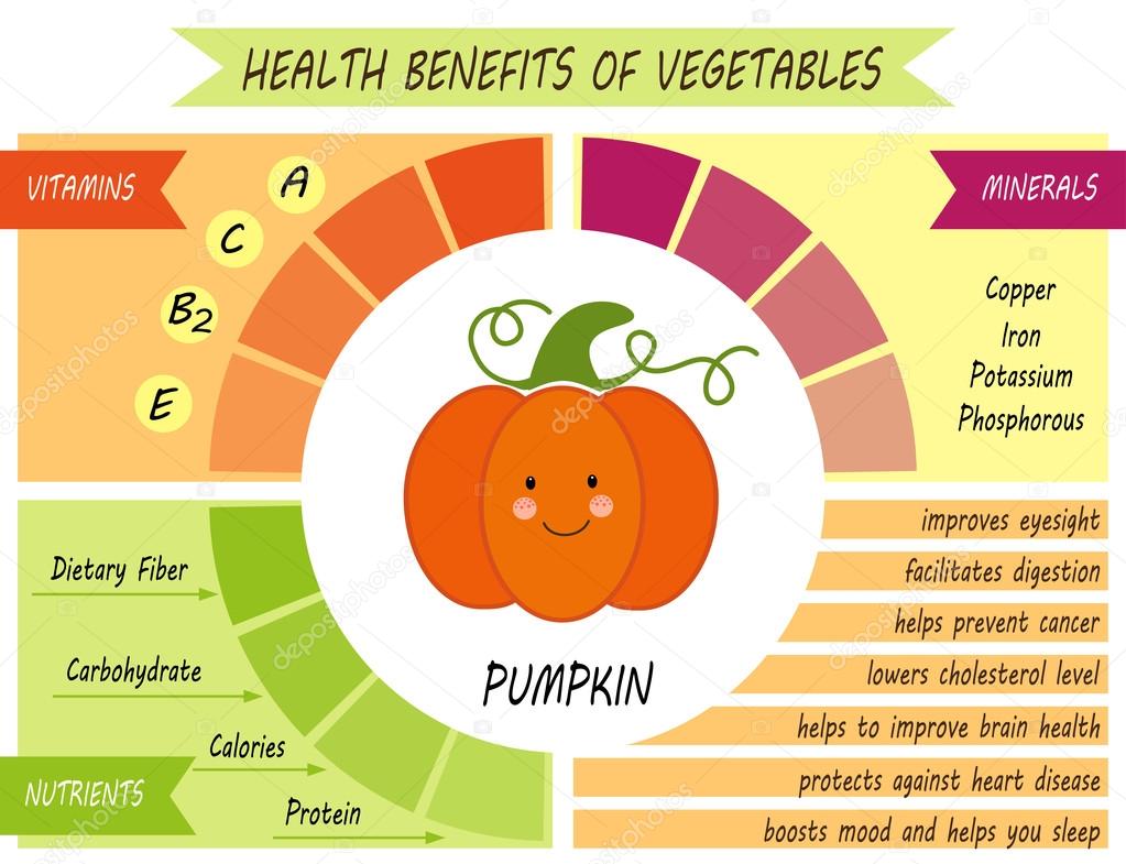 Health Benefits of Pumpkin — Stock Vector © IShkrabal 106367142