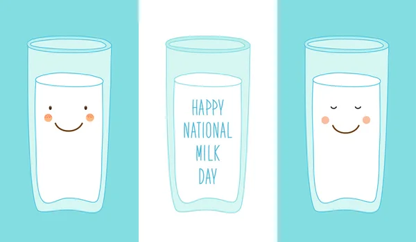 Cute glasses of milk — Stock Vector