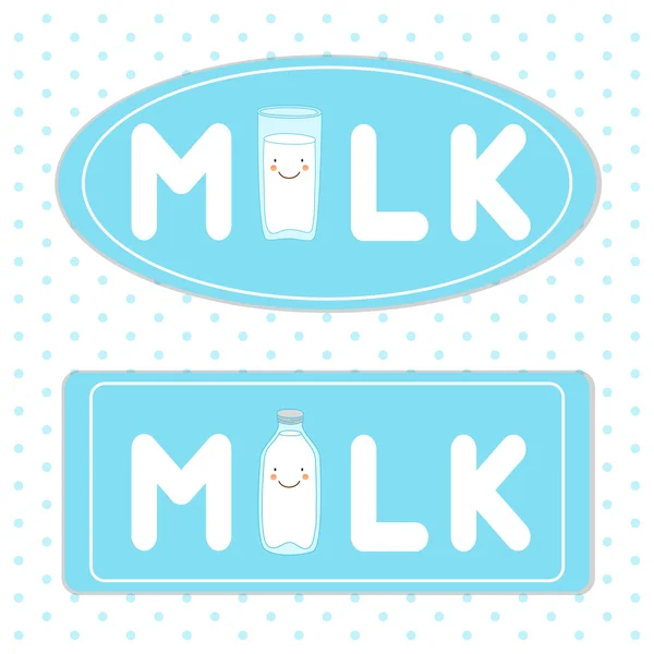 Zestaw dwóch ładny etykiet dla mleka — Wektor stockowy