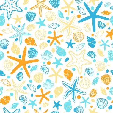 Kabukları ve starfishes ile şirin vintage desen