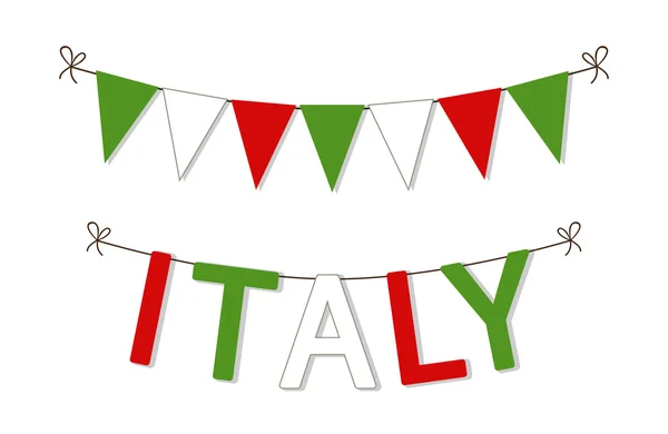 Bunting flags in traditional colors of Italy — Stock Vector