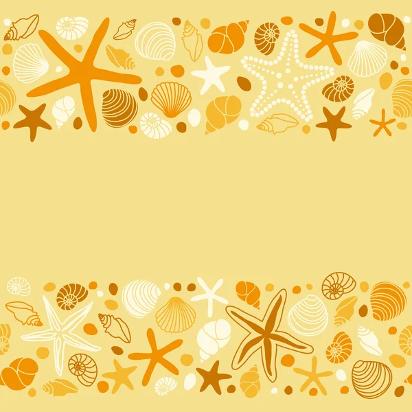Cute summer background with shells and starfishes — Stock Vector
