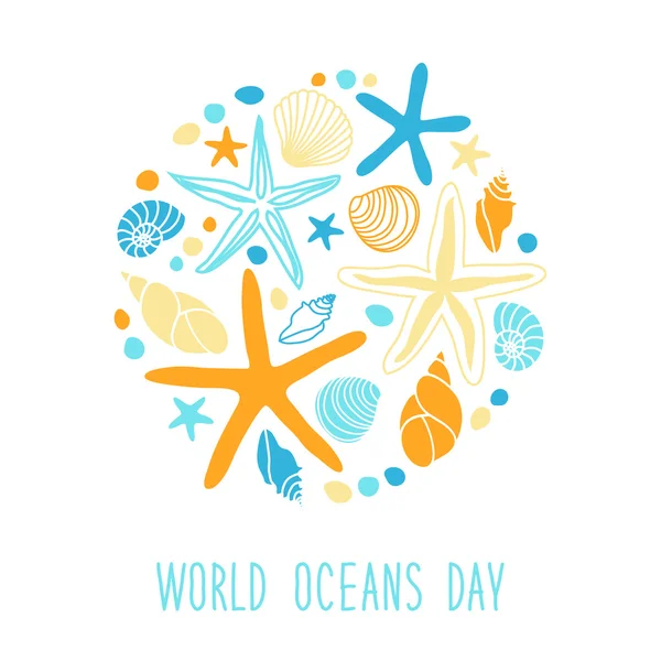 Mignon fond de la Journée mondiale des océans — Image vectorielle