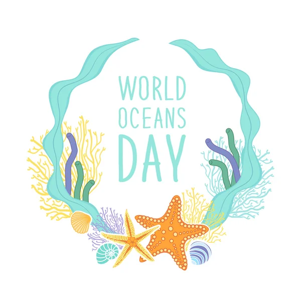 Милый фон Всемирного дня океанов — стоковый вектор