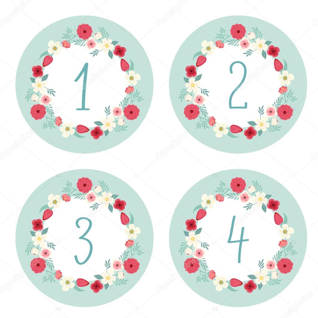 Download Cute vintage numbers with flowers — Stock Vector ...