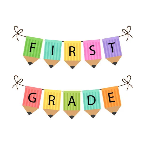 Membanting tanda dengan kata First Grade - Stok Vektor