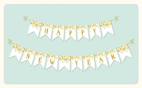 Happy New Year bunting steaguri — Vector de stoc