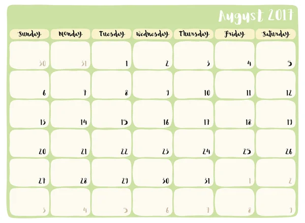 Calendrier planificateur mignon — Image vectorielle