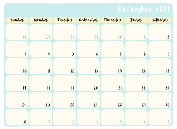 Calendrier planificateur mignon — Image vectorielle