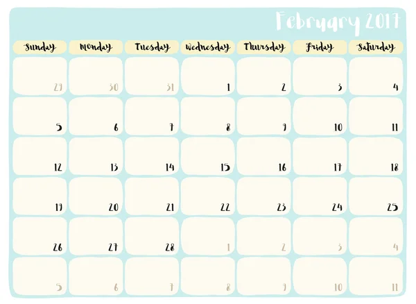 Calendrier planificateur mignon — Image vectorielle