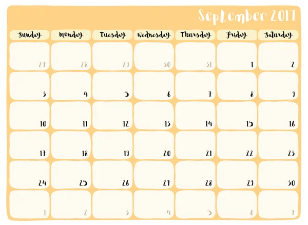 Calendrier planificateur mignon — Image vectorielle