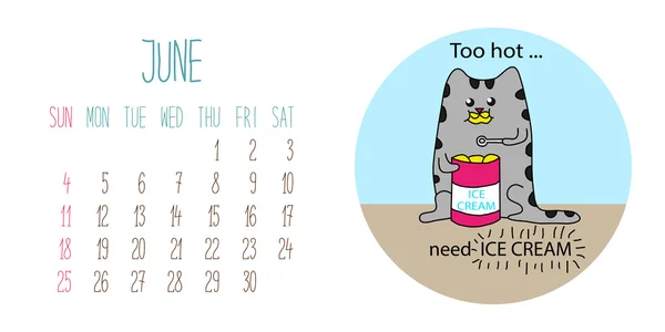 Niedlichen kindlichen Kalender mit Katze — Stockvektor