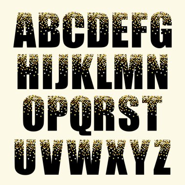 Alfabesi ile altın glitter 