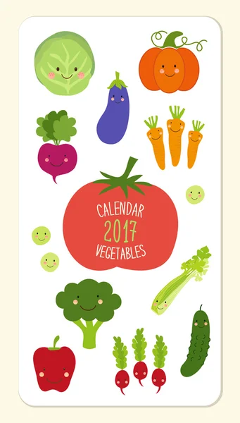 Page couverture du calendrier 2017 mignon — Image vectorielle