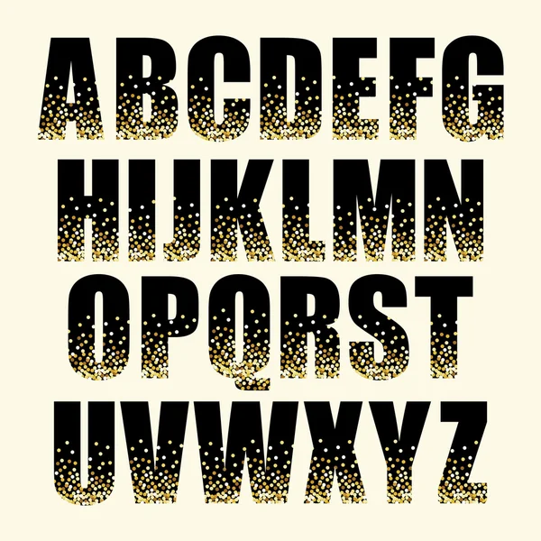 Alfabeto con brillo dorado — Vector de stock
