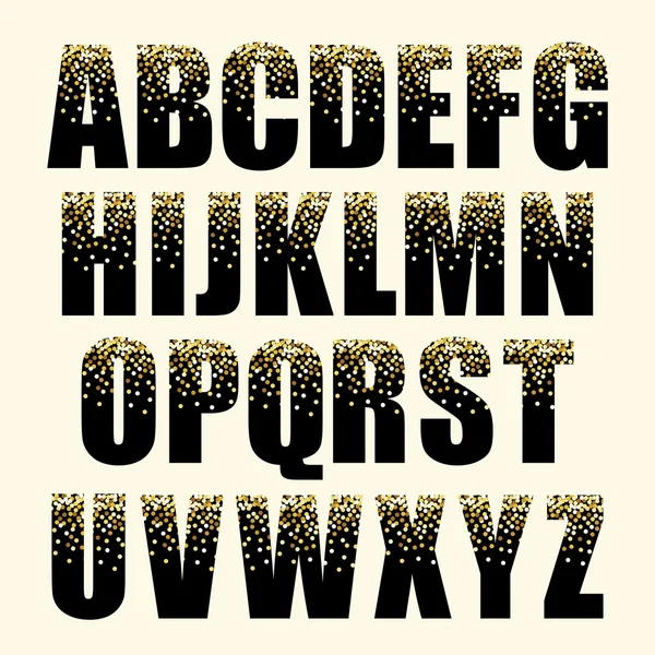 Alfabet met gouden Glitters — Stockvector