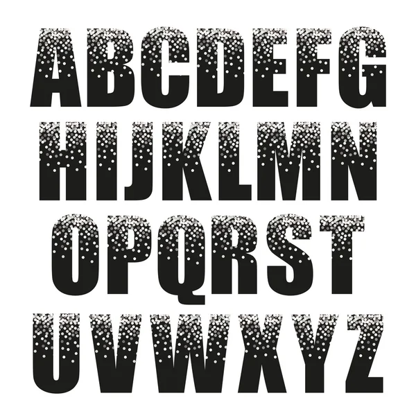 Alphabet avec paillettes argentées — Image vectorielle